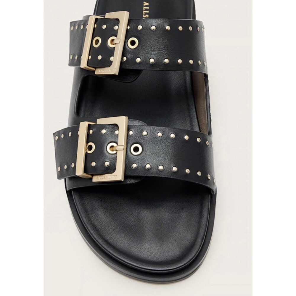 Allsaints Magda Studded Leather Sandals Black 8 NWOB Top Notch 🔥